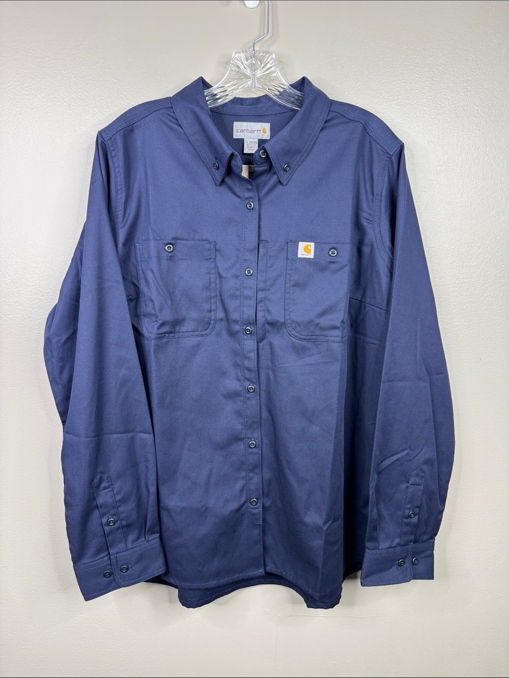 Carhartt Women’s Navy Blue Rugged Pro Relaxed Fit Canvas Work Shirt Size XL